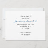 Aqua blue Ombre glitter sparkles Sweet 16 Invite Kaart (Achterkant)