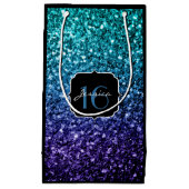 Aqua blue Ombre glitter sparkles Sweet 16 Klein Cadeauzakje (Voorkant)