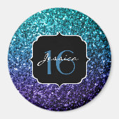 Aqua blue Ombre glitter sparkles Sweet 16 Magneet (Voorkant)
