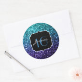 Aqua blue Ombre glitter sparkles Sweet 16 Ronde Sticker (Envelop)