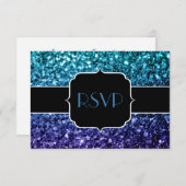 Aqua blue Ombre glitter sparkles Sweet 16 RSVP (Voorkant / Achterkant)