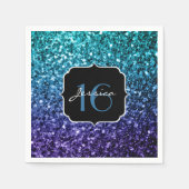 Aqua blue Ombre glitter sparkles Sweet 16 Servetten (Voorkant)