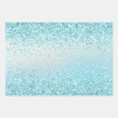 Aqua Blue Ombre Glitzy Sparkle Glitter Inpakpapier Vel (Voorkant 3)