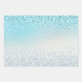 Aqua Blue Ombre Glitzy Sparkle Glitter Inpakpapier Vel (Voorkant)