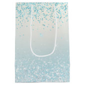 Aqua Blue Ombre Glitzy Sparkle Glitter Medium Cadeauzakje (Achterkant)