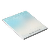 Aqua Blue Ombre Glitzy Sparkle Glitter Notitieblok (Schuin)