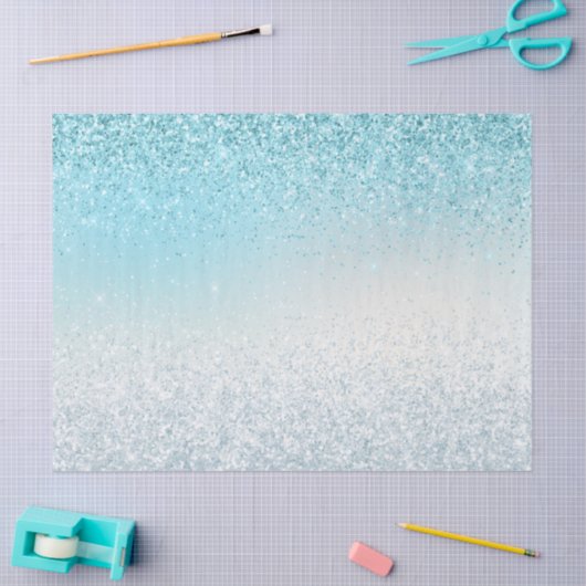 Aqua Blue Ombre Glitzy Sparkle Glitter Tissuepapier (Craft)