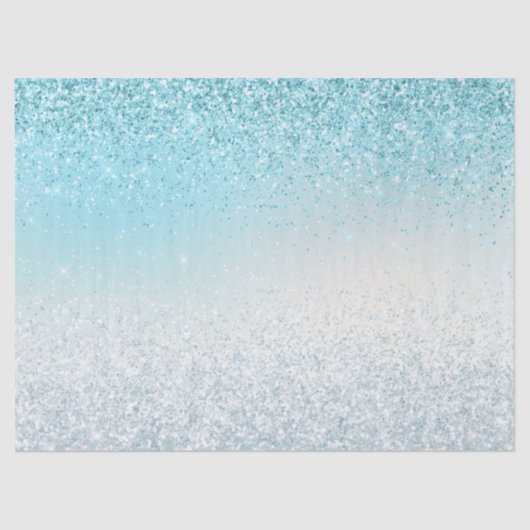 Aqua Blue Ombre Glitzy Sparkle Glitter Tissuepapier (Voorkant)