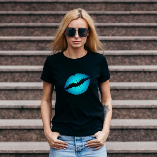Aqua Blue Ombre Lipstick Kiss T-shirt
