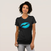Aqua Blue Ombre Lipstick Kiss T-shirt (Voorkant volledig)