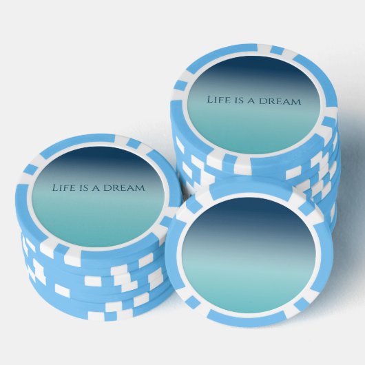 Aqua Blue Ombre Poker Chips (Opstapeling)