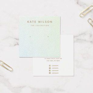 Aqua Blue Ombre Stud Earling Display Card Vierkante Visitekaartjes