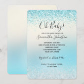 Aqua Blue Ombre Tie-kleurstof Glitzy Sparkle Glitt Kaart (Voorkant / Achterkant)