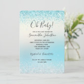 Aqua Blue Ombre Tie-kleurstof Glitzy Sparkle Glitt Kaart (Staand voorkant)