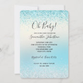 Aqua Blue Ombre Tie-kleurstof Glitzy Sparkle Glitt Kaart (Voorkant)