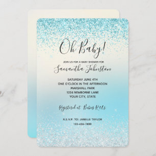 Aqua Blue Ombre Tie-kleurstof Glitzy Sparkle Glitt Kaart