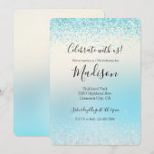 Aqua Blue Ombre Tie-kleurstof Glitzy Sparkle Glitt Kaart (Voorkant / Achterkant)