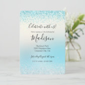 Aqua Blue Ombre Tie-kleurstof Glitzy Sparkle Glitt Kaart (Staand voorkant)