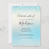 Aqua Blue Ombre Tie-kleurstof Glitzy Sparkle Glitt Kaart (Voorkant)