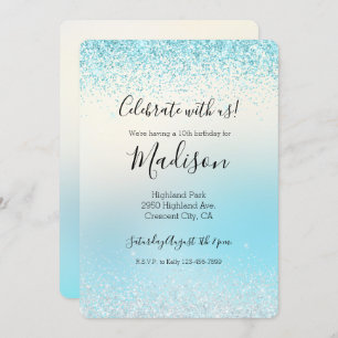 Aqua Blue Ombre Tie-kleurstof Glitzy Sparkle Glitt Kaart