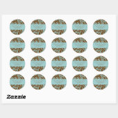 Aqua Blue op Brown Damask Address Wedding Stickers (Vel)