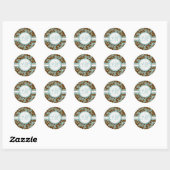 Aqua Blue op bruine Stickers rond het Damask-huwel (Vel)