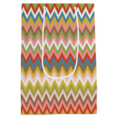 Aqua Blue Oranje roze roze groene zigzagkunst Medium Cadeauzakje (Achterkant)