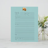 Aqua Blue Paar of Pears Recipe Pages (Staand voorkant)