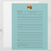 Aqua Blue Paar of Pears Recipe Pages (Voorkant / Achterkant)