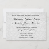 Aqua Blue Paars Damask Bow Wedding Invitation Kaart (Achterkant)