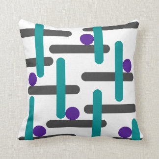 Aqua Blue, Paars en grijs Retro Abstract Kussen