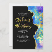 Aqua Blue Paars Fire Opal Gold Glam 80th Birthday Kaart (Voorkant)