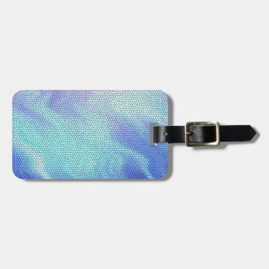 Aqua Blue Paars Pastel Mosaic Tiles Bagagelabel (Voorkant horizontaal)