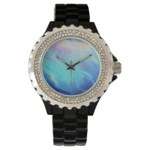  Aqua Blue Paars Pastel Mosaic Tiles Horloge