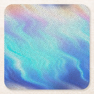 Aqua Blue Paars Pastel Mosaic Tiles Kartonnen Onderzetters