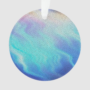 Aqua Blue Paars Pastel Mosaic Tiles Ornament