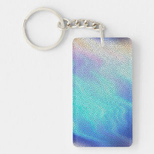  Aqua Blue Paars Pastel Mosaic Tiles Sleutelhanger