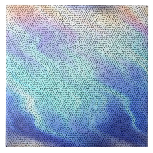  Aqua Blue Paars Pastel Mosaic Tiles Tegeltje (Voorkant)