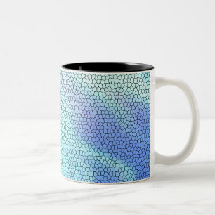  Aqua Blue Paars Pastel Mosaic Tiles Tweekleurige Koffiemok