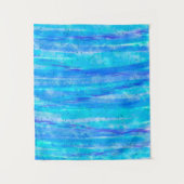 Aqua Blue, Paarse en Blauwgroen Abstracte kunst Wandkleed (Voorkant)