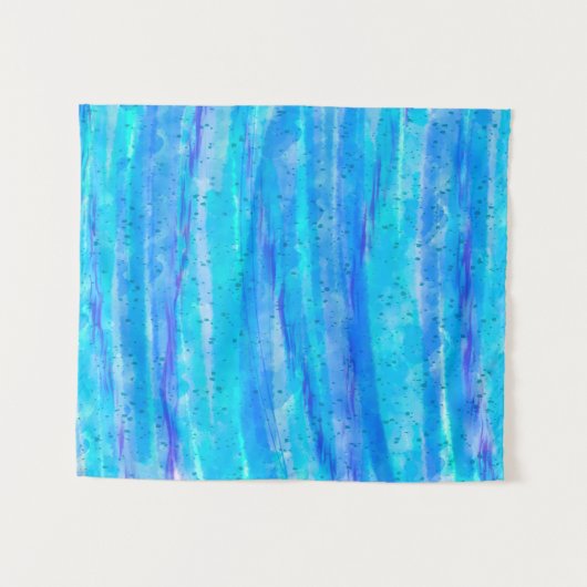 Aqua Blue, Paarse en Blauwgroen Abstracte kunst Wandkleed (Voorkant (horizontaal))