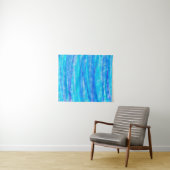 Aqua Blue, Paarse en Blauwgroen Abstracte kunst Wandkleed (In Situ (horizontaal))