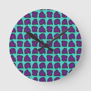 Aqua Blue Paarse Giraffe Spots Pattern Ronde Klok
