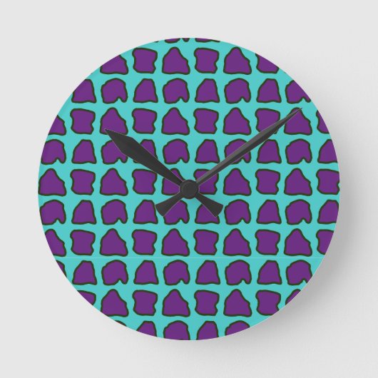 Aqua Blue Paarse Giraffe Spots Pattern Ronde Klok (Voorkant)