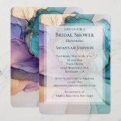 Aqua Blue Paarse Gold Floral Vrijgezellenfeest II Kaart (Voorkant / Achterkant)