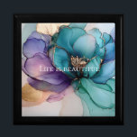 Aqua Blue Paarse Gouden Bloem Cadeaudoosje<br><div class="desc">Aqua Blue Paarse Gouden Bloem</div>
