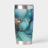  Aqua Blue Paarse Gouden Bloem Geïsoleerde Drinkbeker (Achterkant)