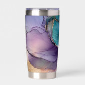  Aqua Blue Paarse Gouden Bloem Geïsoleerde Drinkbeker (Voorkant)