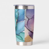  Aqua Blue Paarse Gouden Bloem Geïsoleerde Drinkbeker (Rechts)