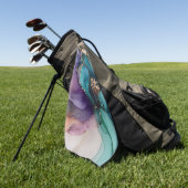  Aqua Blue Paarse Gouden Bloem Golfhanddoek (Groen)